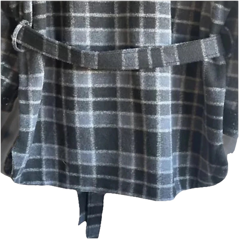 Terra & Sky Womens 1X Black Plaid Button-up Coat Long Sleeve Tie Waist Shacket‎ - Picture 5 of 7